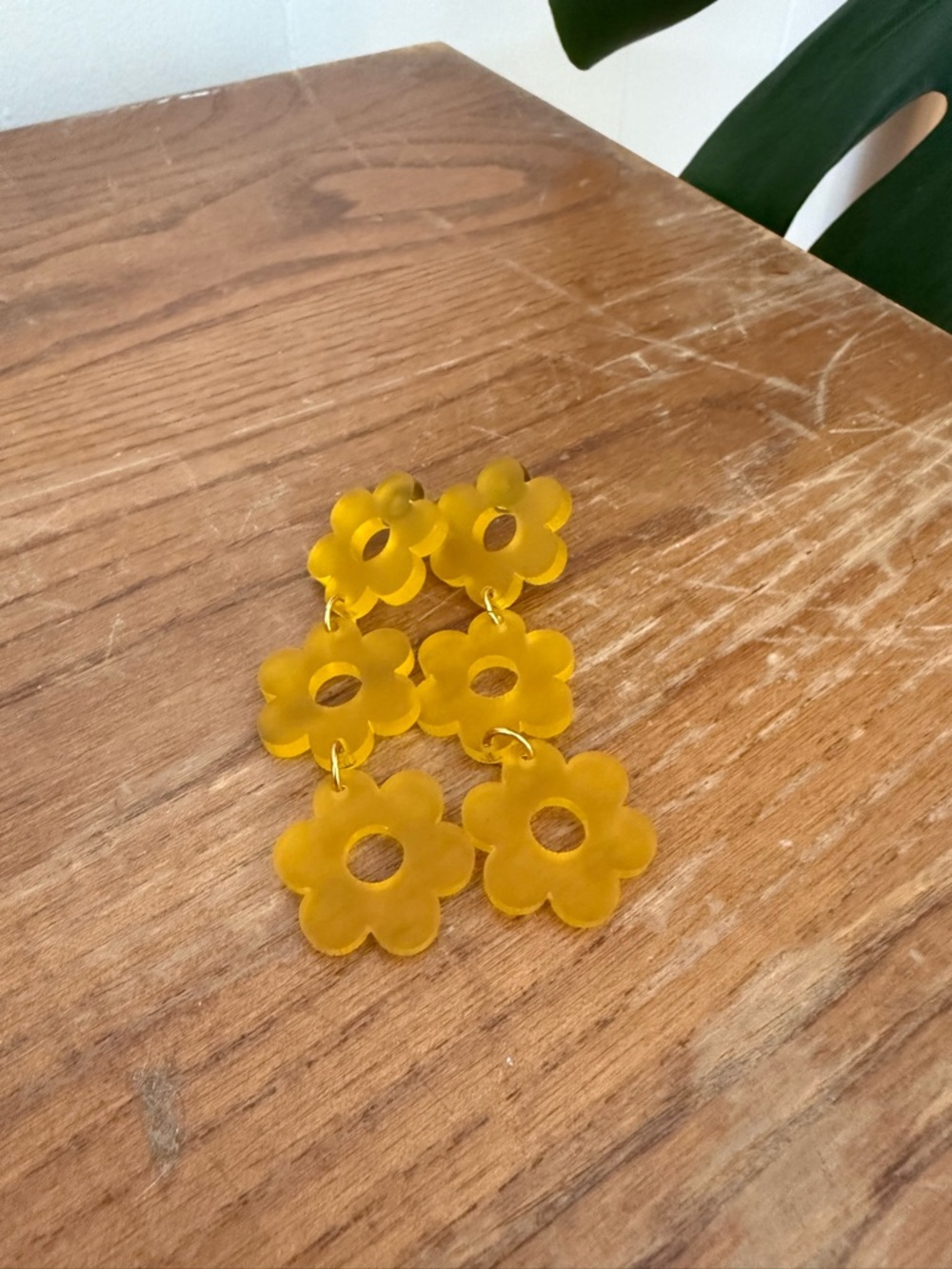 Yellow Flower Dangle Earrings